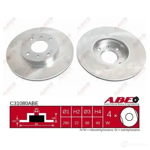 Тормозной диск ABE R XHJ3I C32103ABE 3339605 изображение 0