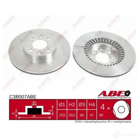 Тормозной диск ABE J5 4QL 5900427201101 3340092 C3R007ABE - Изображение 1