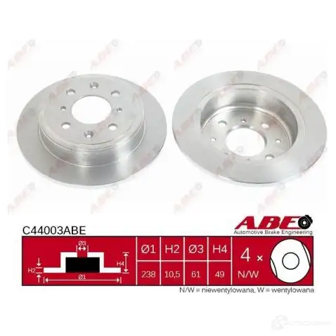 Тормозной диск ABE U80 O4 5900427203914 C44003ABE 3340370 - Изображение 1
