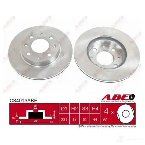 Тормозной диск ABE 8NV FA C34013ABE 3339717 5900427197374 - Изображение 1