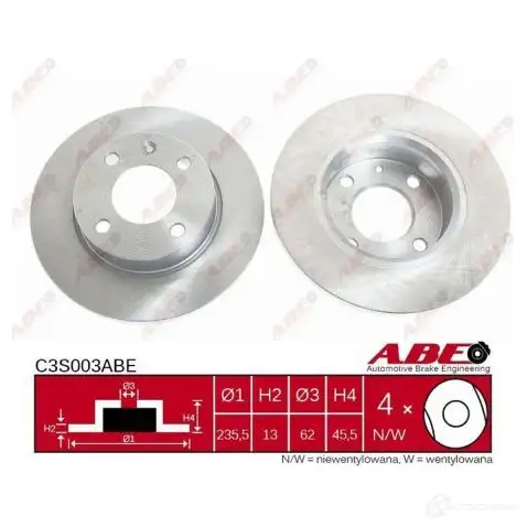 Тормозной диск ABE C3S003ABE 5900427201408 3340125 K689 AMQ - Изображение 1