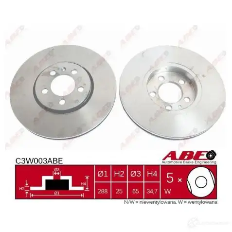 Тормозной диск ABE C3W003ABE K J0KV1R 3340151 5900427201668 - Изображение 1