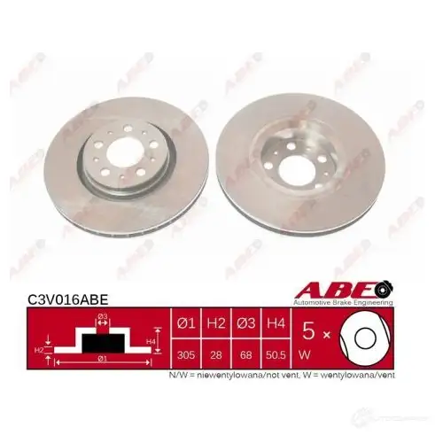 Тормозной диск ABE C3V016ABE J ESGEC9 5900427201538 3340138 - Изображение 1