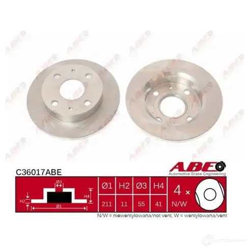 Тормозной диск ABE C36017ABE 3339791 4IF CWW 5900427198074 - Изображение 1