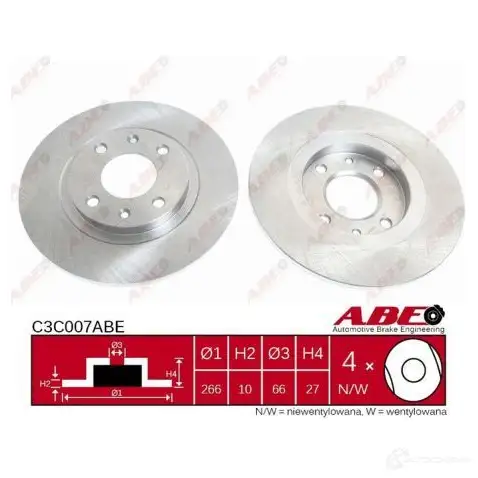 Тормозной диск ABE 3339905 5900427199255 C3C007ABE F5GDZ 4 изображение 0