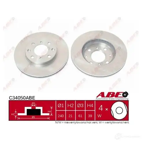 Тормозной диск ABE 5900427197596 3339741 c34050abe 0I ARZ - Изображение 1