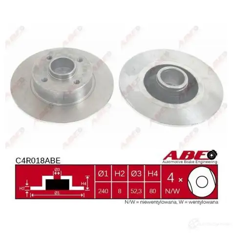 Тормозной диск ABE 3340602 5900427206229 EJGV 4S C4R018ABE - Изображение 1