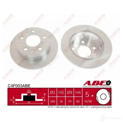 Тормозной диск ABE C4F003ABE 3340525 5900427205437 3AMQ 4D - Изображение 1