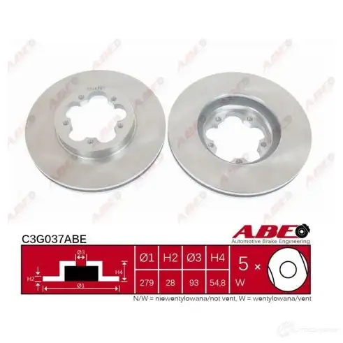 Тормозной диск ABE 3339972 C3G037ABE U8 WIPRC 5900427199927