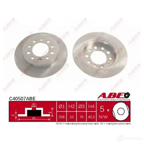 Тормозной диск ABE C40507ABE 3340279 VL EGR 5900427202924 - Изображение 1
