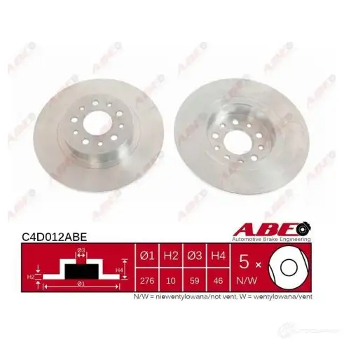 Тормозной диск ABE 5900427205321 3340515 C4D012ABE B MT7YV6 - Изображение 1