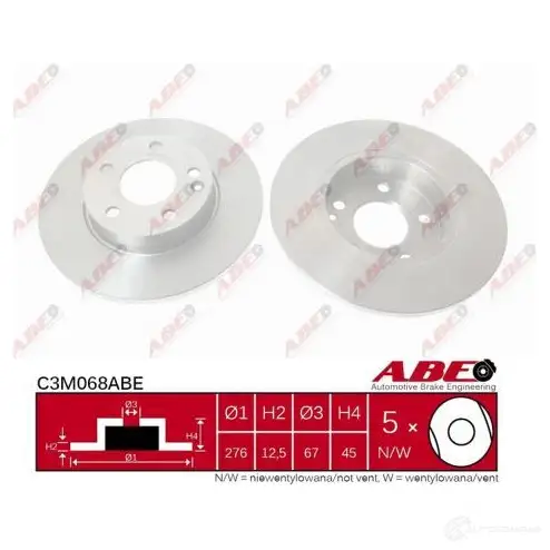 Тормозной диск ABE XOM LBQM C3M068ABE 3340044 5900427200623 изображение 0