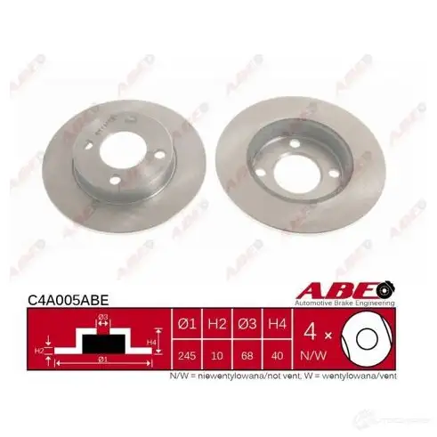 Тормозной диск ABE C4A005ABE 5900427204492 KGCL 7 3340431 - Изображение 1