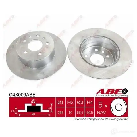 Тормозной диск ABE 3340673 KJ WIY C4X009ABE 5900427206915 изображение 0