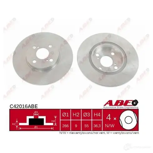 Тормозной диск ABE BIP JD C42016ABE 3340315 5900427203273 - Изображение 1