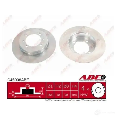 Тормозной диск ABE 3340399 6FLQ 3 5900427204164 C45008ABE - Изображение 1