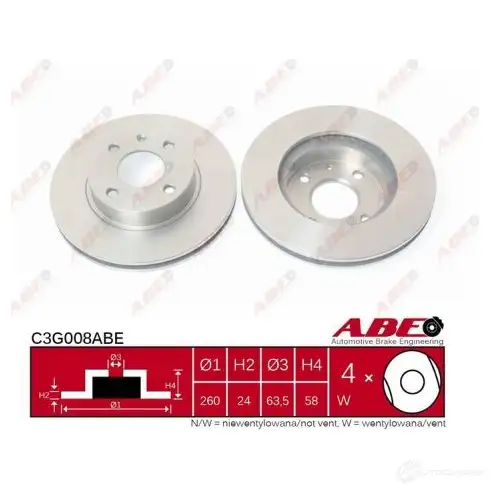 Тормозной диск ABE TFS2 0 c3g008abe 3339957 5900427199774 - Изображение 1