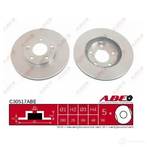 Тормозной диск ABE 3339518 5900427195370 C30517ABE WV6R1 DI - Изображение 1
