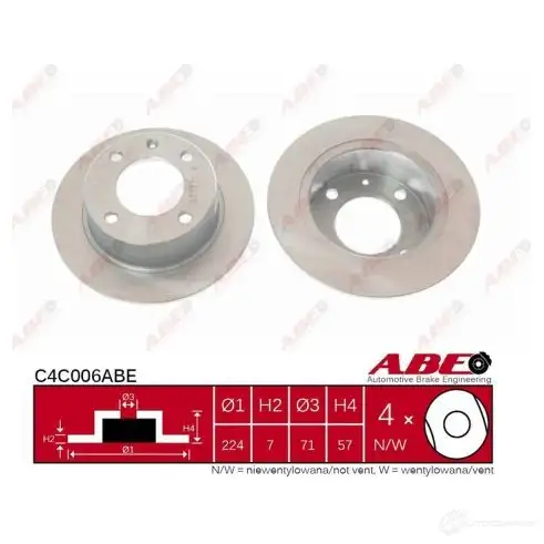 Тормозной диск ABE 3340501 O6E43I K 5900427205185 C4C006ABE - Изображение 1