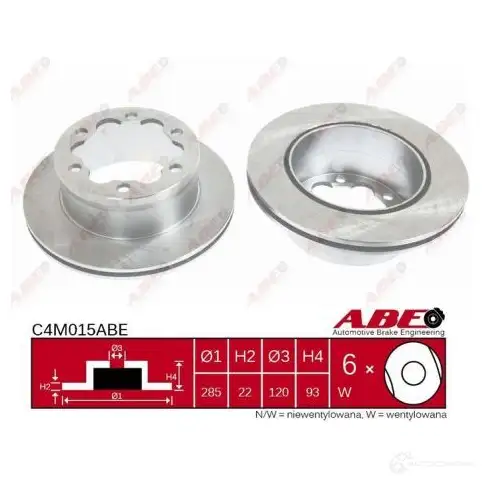 Тормозной диск ABE C4M015ABE 4 2D1C 3340564 5900427205840 изображение 0