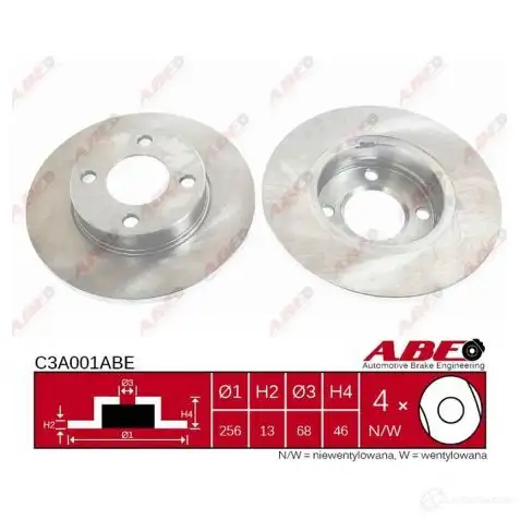 Тормозной диск ABE 3339832 WISDQ DL 5900427198487 C3A001ABE - Изображение 1