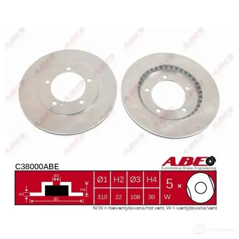 Тормозной диск ABE 02HN EH3 C38000ABE 3339804 5900427198227 изображение 0