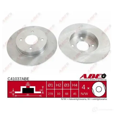 Тормозной диск ABE 5900427203112 A 6821Z C41037ABE 3340300 - Изображение 1