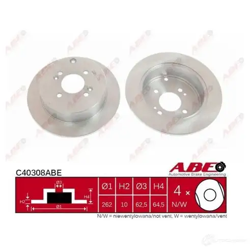 Тормозной диск ABE NV8U M 3340264 5900427202764 C40308ABE - Изображение 1