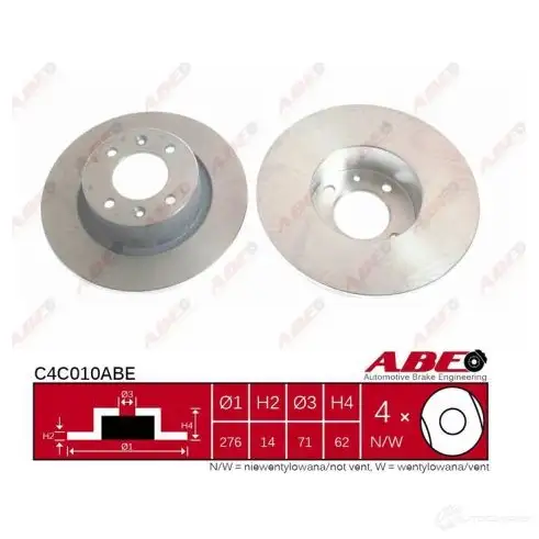 Тормозной диск ABE 5900427205192 3340502 C4C010ABE H5HTC 8 - Изображение 1