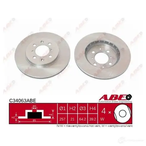 Тормозной диск ABE C34063ABE 3339750 5900427197688 H TH2R - Изображение 1