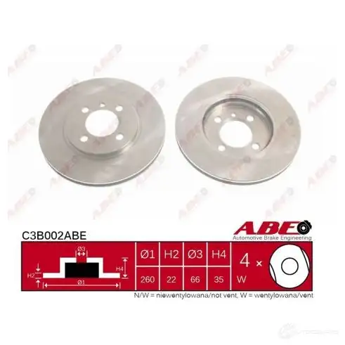 Тормозной диск ABE OP 1KD4 5900427198784 3339860 C3B002ABE - Изображение 1