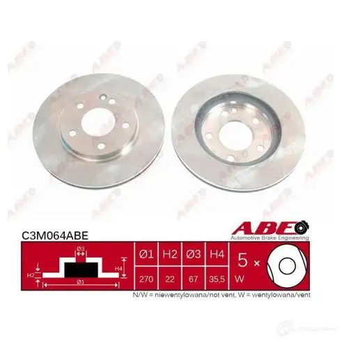 Тормозной диск ABE 3340041 L8IO Z0 C3M064ABE 5900427200593 изображение 0