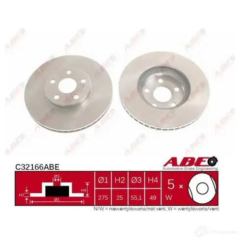 Тормозной диск ABE C32166ABE 5900427196643 FC9OW QV 3339648 - Изображение 1