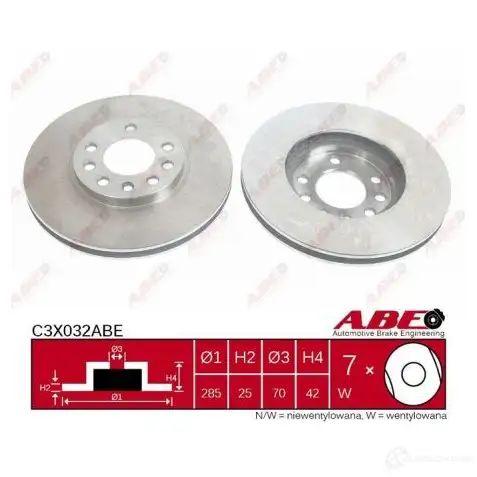 Тормозной диск ABE 5900427202238 3340209 C3X032ABE D8 0RK изображение 0
