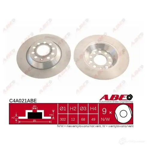 Тормозной диск ABE H 4SDQ8 C4A021ABE 5900427204614 3340442 - Изображение 1