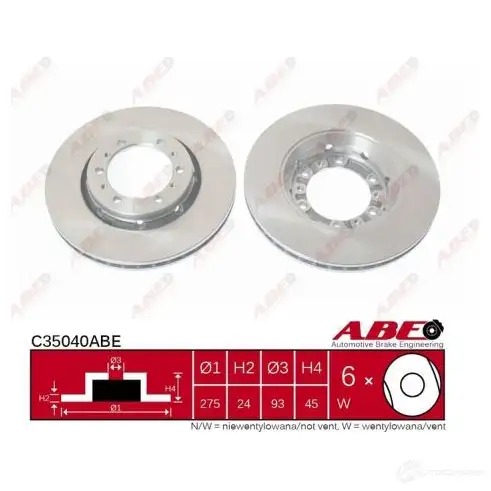 Тормозной диск ABE LQ8 JGPF 5900427197893 3339772 C35040ABE - Изображение 1