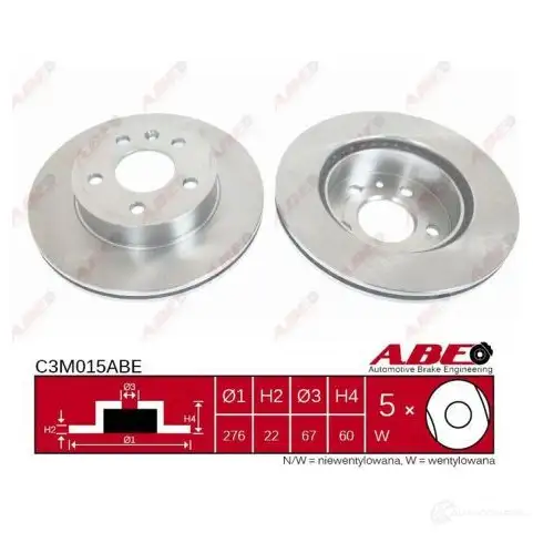 Тормозной диск ABE CKQZ 9GR 5900427200418 3340022 C3M015ABE - Изображение 1