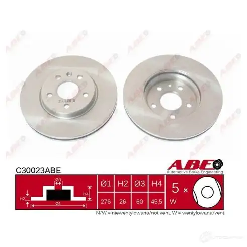 Тормозной диск ABE 1WRV 12F 5900427194939 3339477 C30023ABE - Изображение 1