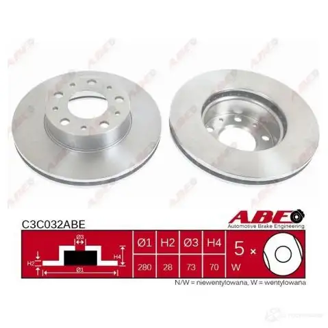 Тормозной диск ABE C3C032ABE 3339912 5900427199323 SVZ 26 - Изображение 1