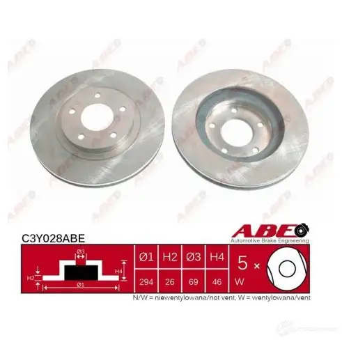 Тормозной диск ABE C3Y028ABE 3340238 V WPF7 5900427202511 - Изображение 1