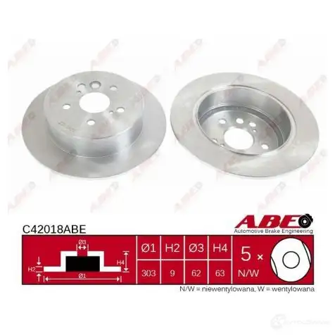Тормозной диск ABE 3340317 WUD8N NA C42018ABE 5900427203297 - Изображение 1