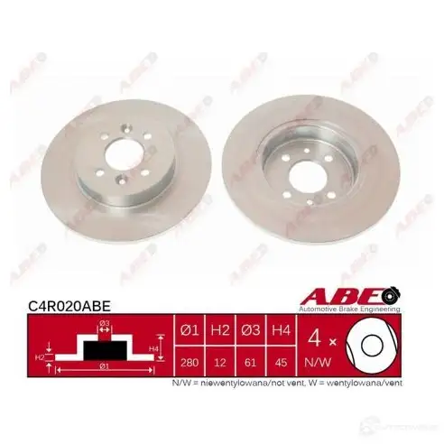 Тормозной диск ABE 5900427206243 3340604 5B O5G C4R020ABE - Изображение 1