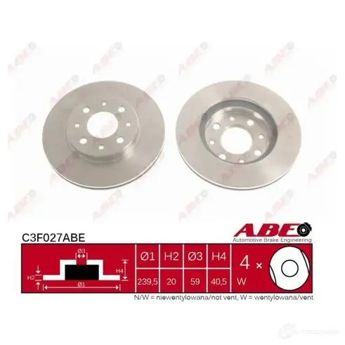 Тормозной диск ABE 5900427199644 3339944 QKD2 SE C3F027ABE - Изображение 1