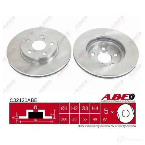 Тормозной диск ABE 5900427196346 2 F6OY 3339616 C32121ABE - Изображение 1