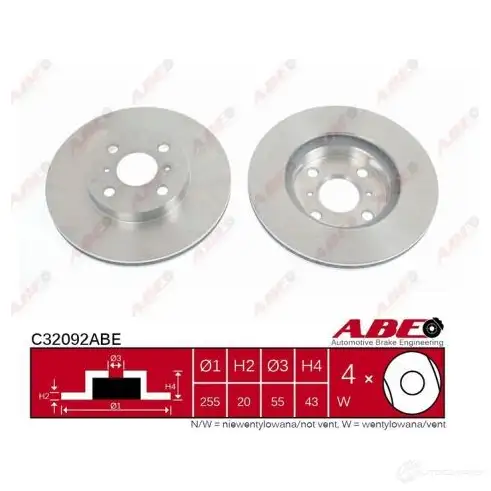 Тормозной диск ABE 5900427196216 Q F77C 3339599 C32092ABE - Изображение 1