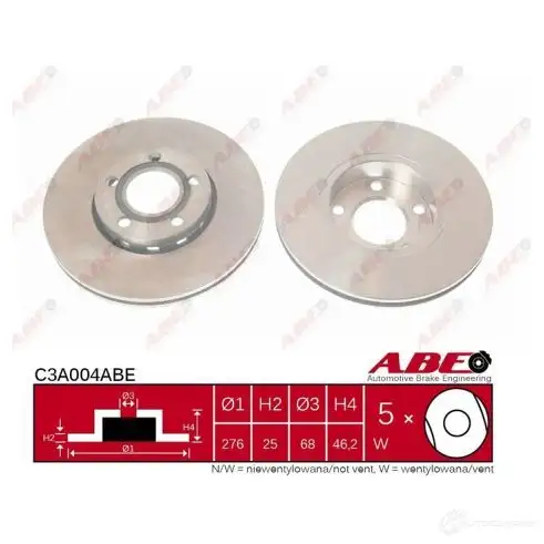 Тормозной диск ABE G8 6BH 5900427198500 C3A004ABE 3339834 - Изображение 1