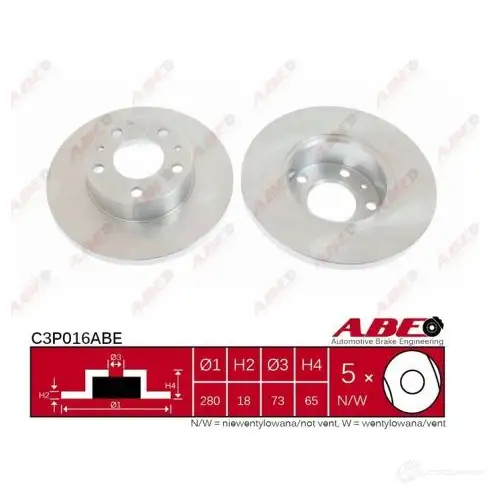 Тормозной диск ABE 5900427200951 3340077 CZ2 6U C3P016ABE - Изображение 1