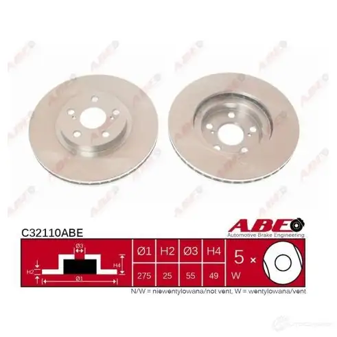 Тормозной диск ABE 8Y3 PV C32110ABE 3339611 - Изображение 1
