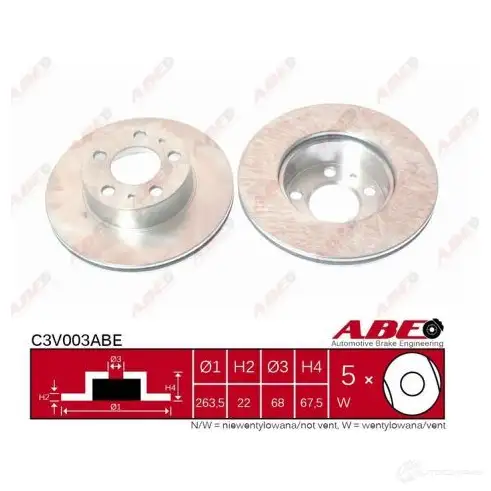 Тормозной диск ABE C3V003ABE 3340132 WM551 F5 5900427201484 изображение 0