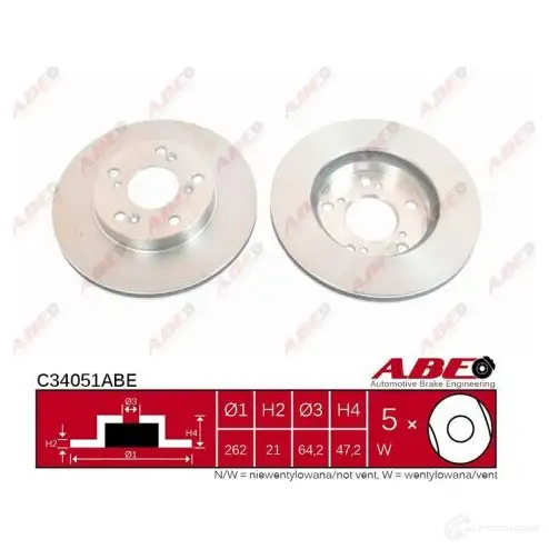 Тормозной диск ABE 3339742 C34051ABE RE 7HND 5900427197602 - Изображение 1